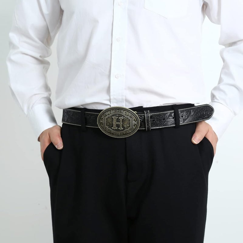 Fibbadet Store Belt Buckles Men Initial Letters A-Z Western Rodeo Cowboy Cowgirl Belt Buckle for Men Boys Halloween Birthday Party - Image 4